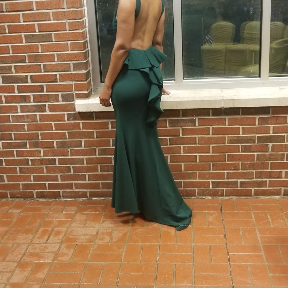 Sexy low back emerald green dress!!